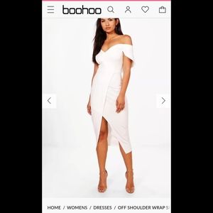 🆕️ LISTING!! BOOHOO OFF SHOULDER WRAP MIDI DRESS